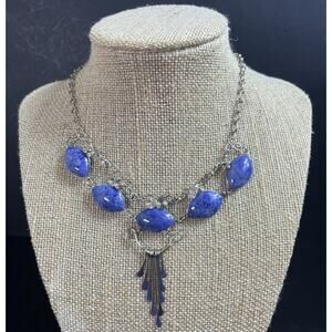 Sodalite Semiprecious Stone & Alpaca Silver Handmade Necklace From Peru NEW
